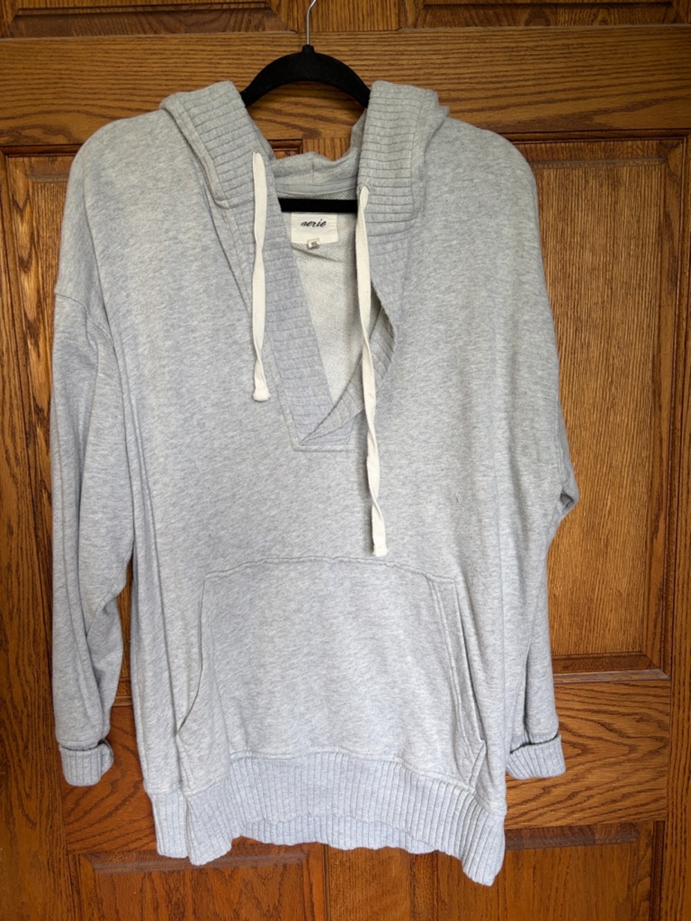 aerie Light Gray Hooded Pullover Sweatshirt